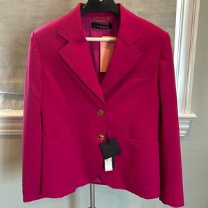 Versace Single-Breasted Long-Sleeved Jacket, magenta, sz 40, retail $2400